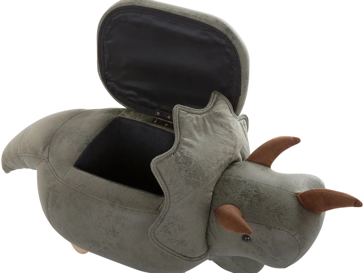 Pufa zwierzak ze schowkiem TRICERATOPS Ciemnozielony Dinozaur