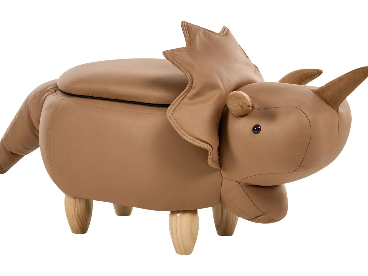 Pufa zwierzak ze schowkiem TRICERATOPS Brązowy Dinozaur