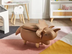 Pufa zwierzak ze schowkiem TRICERATOPS Brązowy Dinozaur