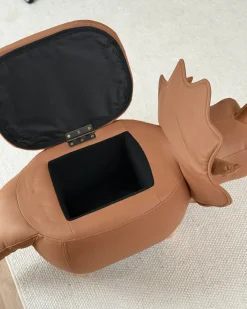 Pufa zwierzak ze schowkiem TRICERATOPS Brązowy Dinozaur
