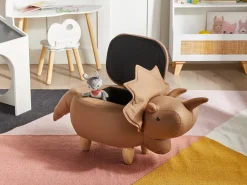 Pufa zwierzak ze schowkiem TRICERATOPS Brązowy Dinozaur