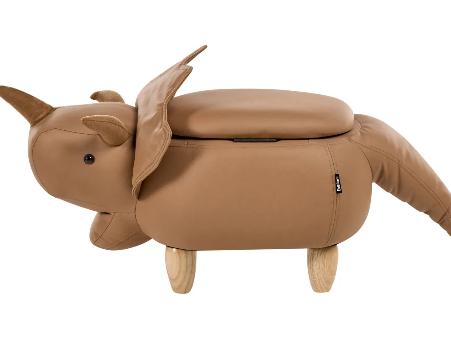 Pufa zwierzak ze schowkiem TRICERATOPS Brązowy Dinozaur
