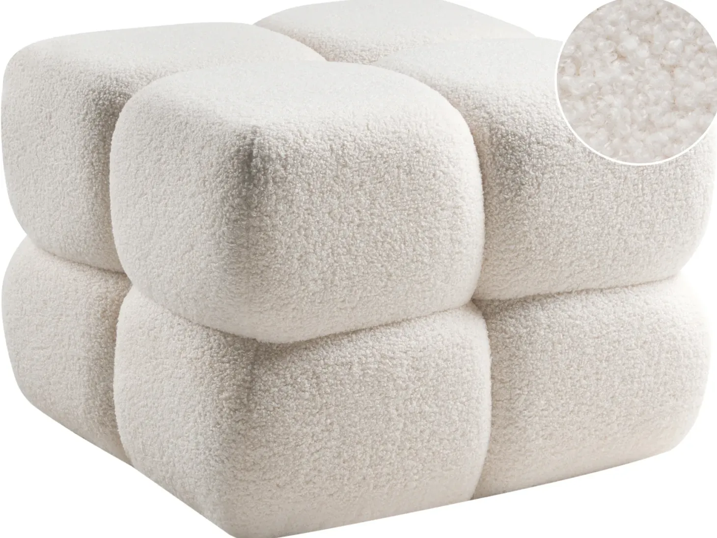 Puf CALIENTE Boucle Złamana biel
