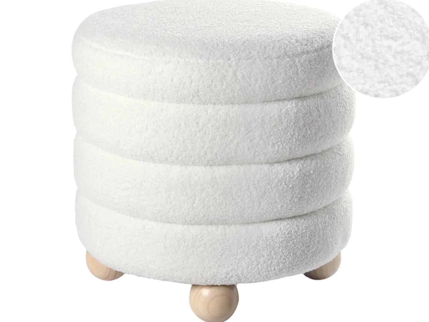 Puf CHILLY Boucle Złamana biel