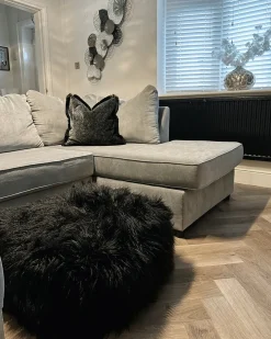 Puf CONROE Sztuczne futro Czarny