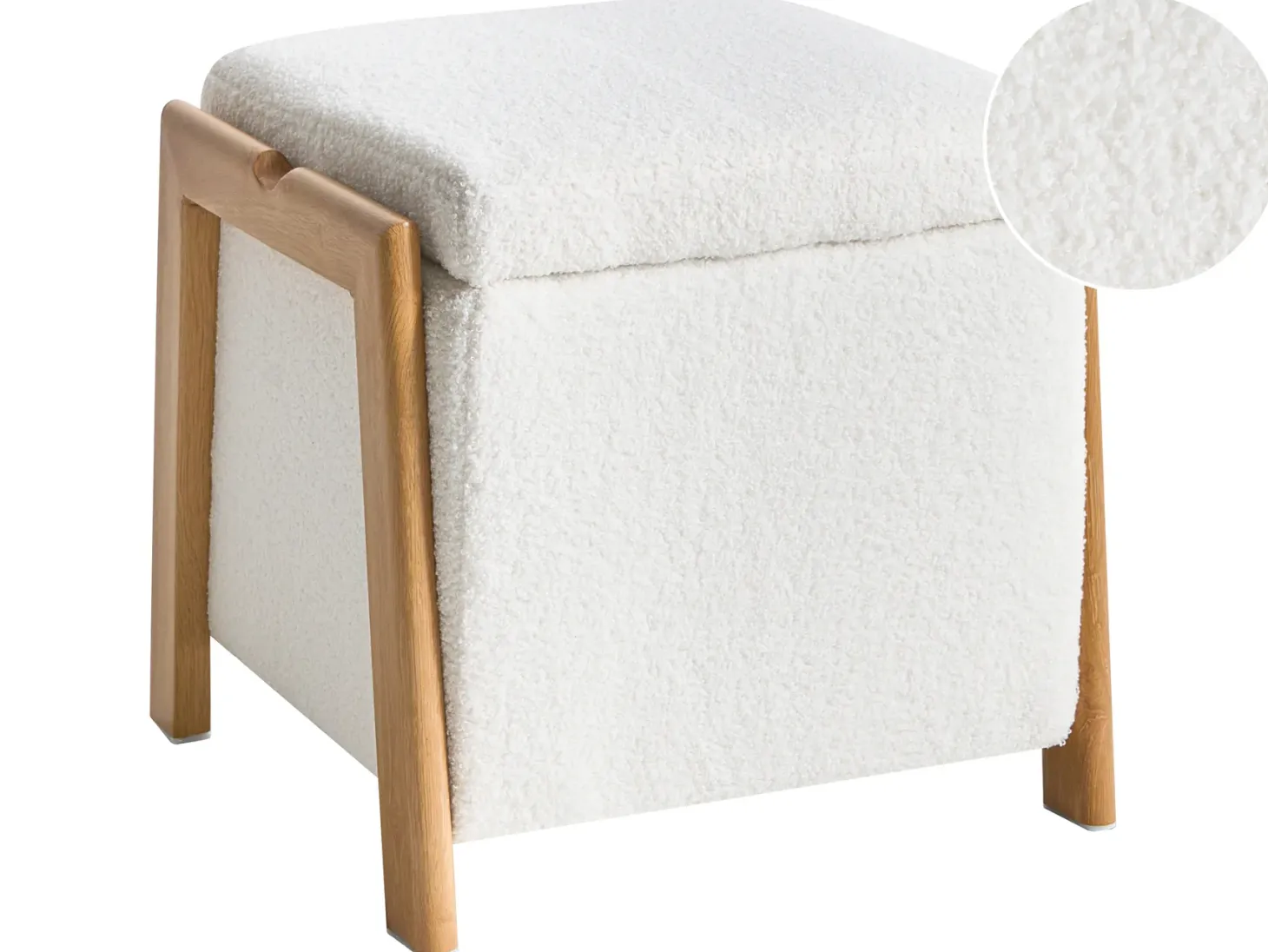 Puf ze schowkiem EDLAND Boucle 45 cm Biały