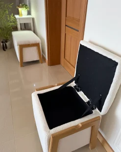Puf ze schowkiem EDLAND Boucle 45 cm Biały
