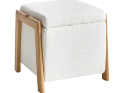 Puf ze schowkiem EDLAND Boucle 45 cm Biały