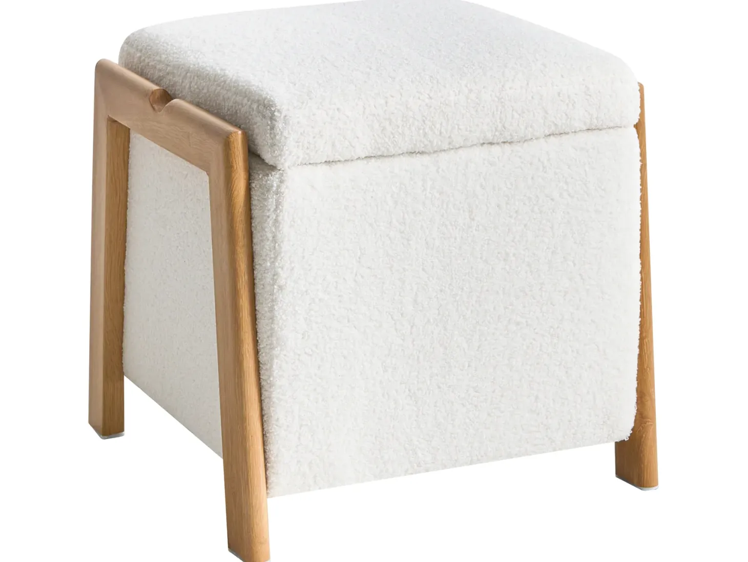 Puf ze schowkiem EDLAND Boucle 45 cm Biały