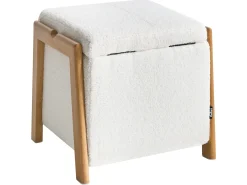 Puf ze schowkiem EDLAND Boucle 45 cm Biały