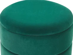 Puf ze schowkiem ELGIN Welur Ciemnozielony
