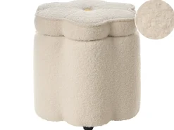 Puf ze schowkiem FLOWER Boucle Złamana biel Kwiat