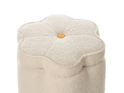 Puf ze schowkiem FLOWER Boucle Złamana biel Kwiat