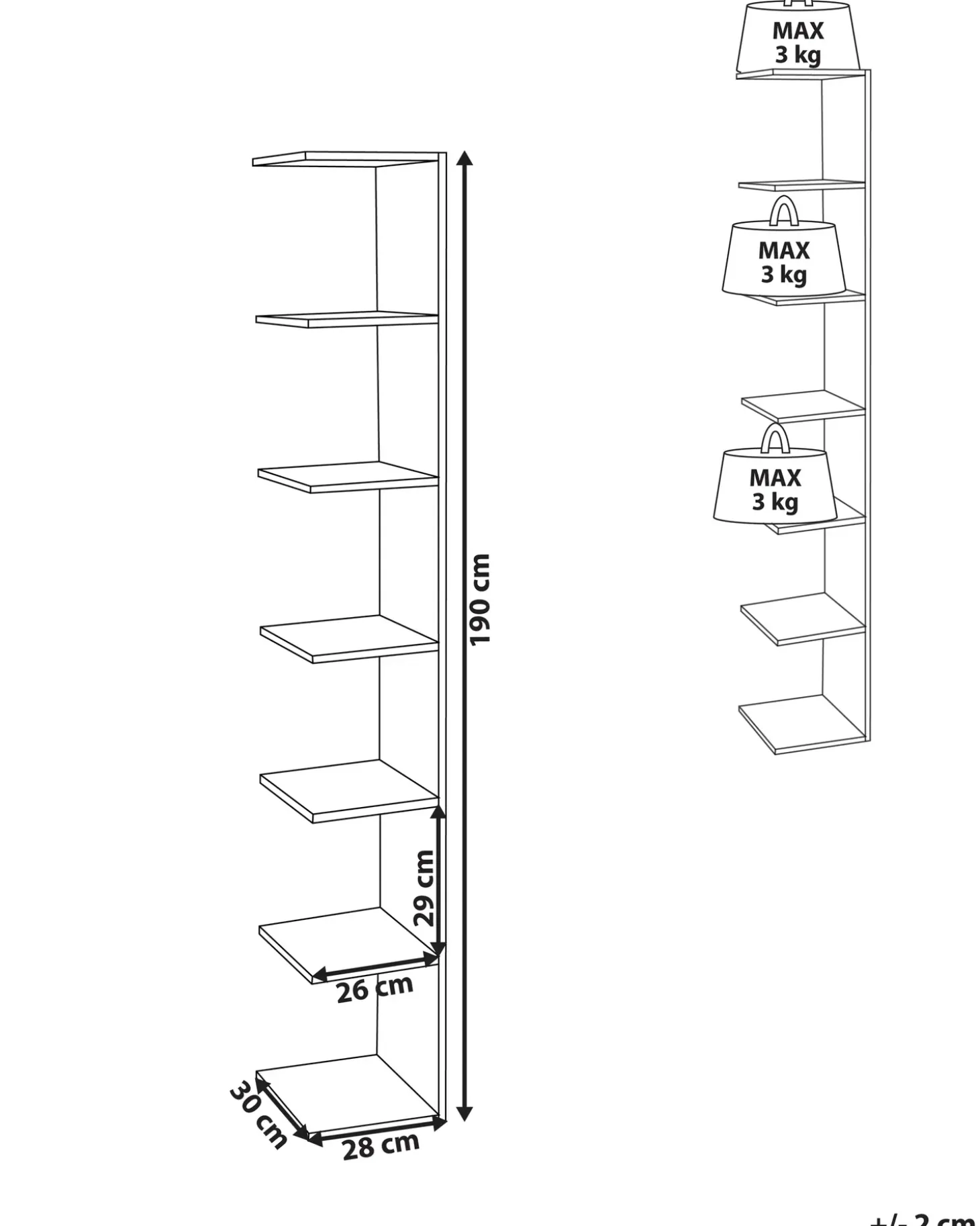Sale Regał ścienny ESTON 190 cm Jasno Biblioteczki I Regały|Wszystko Do Przechowywania