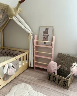 Outlet Regał ścienny RIGOLET 80 cm Pastelowy róż Dzieci Biblioteczki I Regały|Przechowywanie Dla Dzieci
