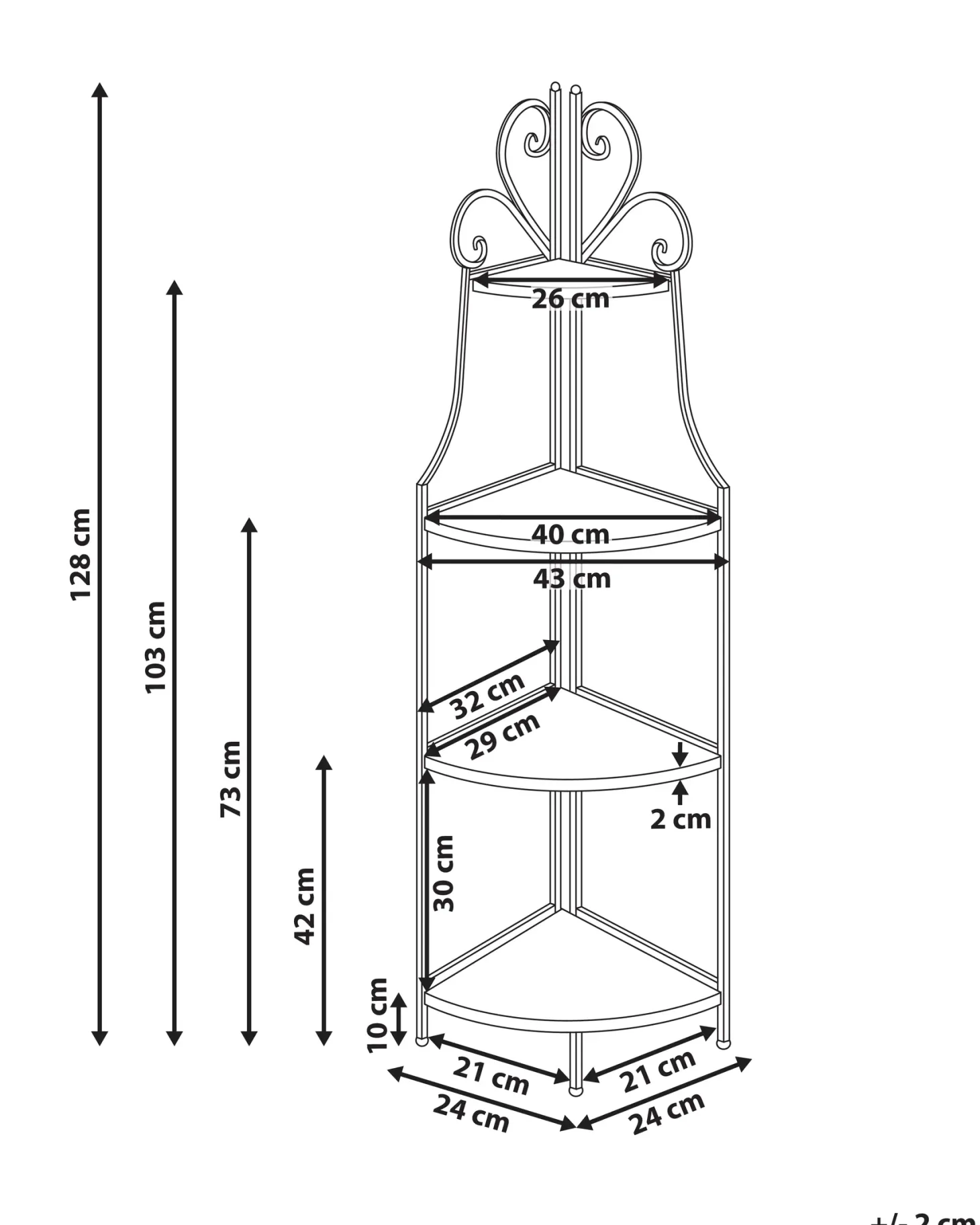 Regał FAVARA Metal 128 cm 43 cm Czarny
