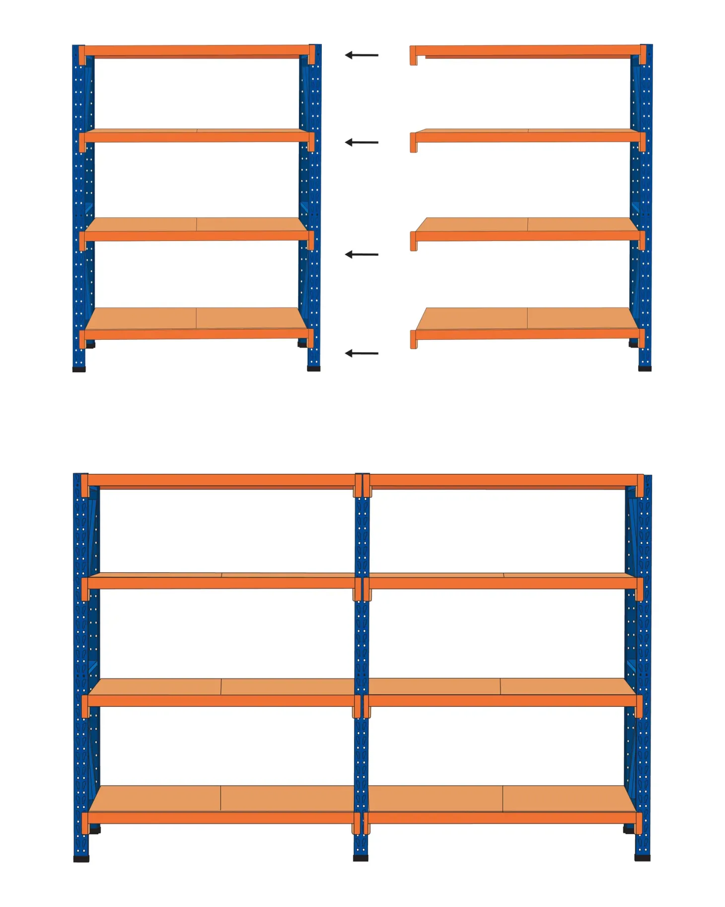 Regał magazynowy FIUGGI Metal 200 cm 150 cm Pomarańczowy