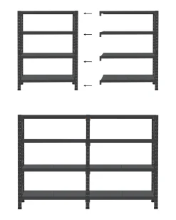 Regał magazynowy FIUGGI Metal 200 cm 200 cm Czarny