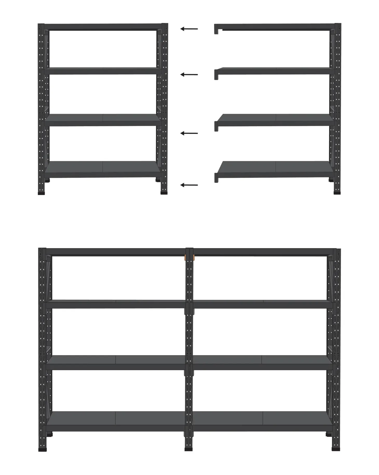Regał magazynowy FIUGGI Metal 200 cm 200 cm Czarny