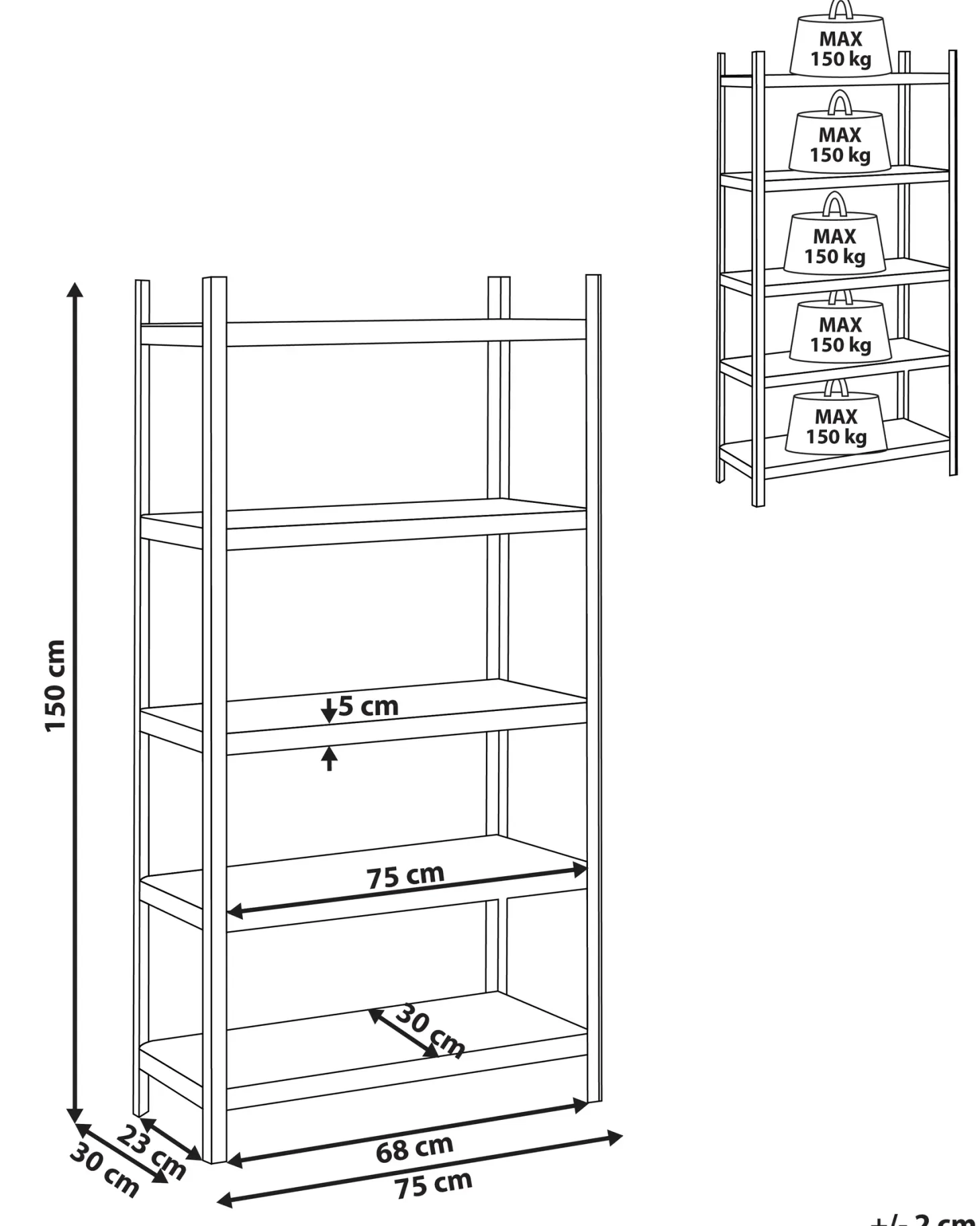 Regał magazynowy XITTA Metal 150 cm 75 cm Srebrny
