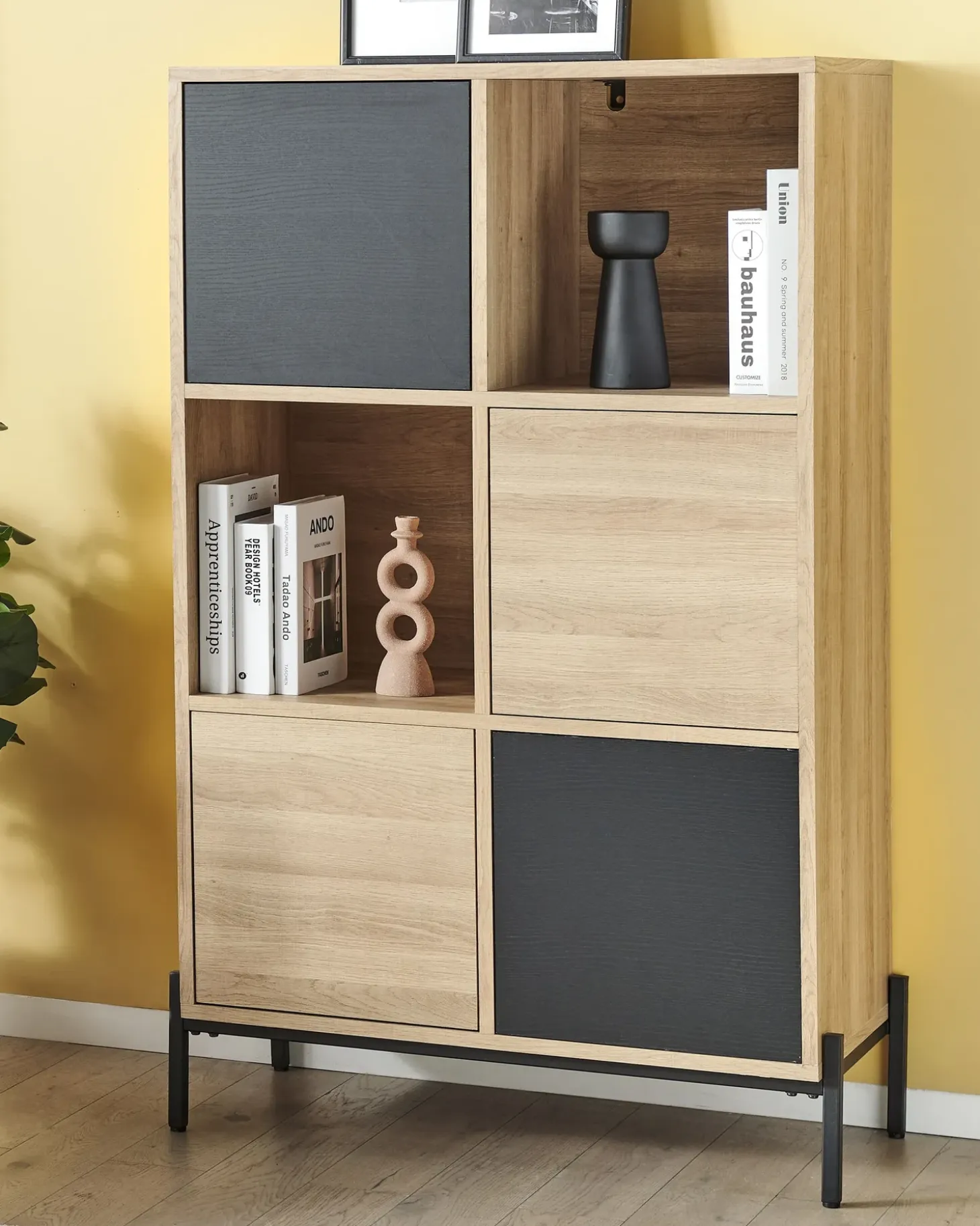 Outlet MOINES 135 cm Brązowy/ czarny Biblioteczki I Regały|Wszystko Do Przechowywania W Kuchni