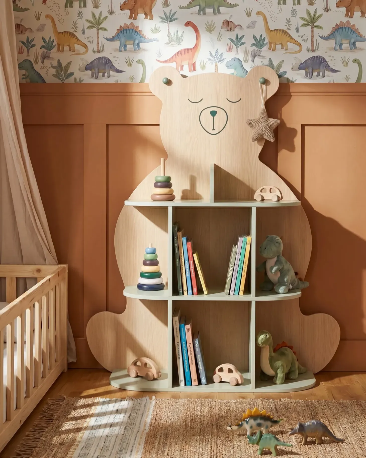 Online Regał na książki ELWOOD 108 cm Jasny brąz/ zielony Dzieci Biblioteczki I Regały|Wszystko Do Przechowywania W Kuchni