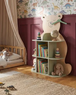 Online Regał na książki ELWOOD 108 cm Jasny brąz/ zielony Dzieci Biblioteczki I Regały|Wszystko Do Przechowywania W Kuchni