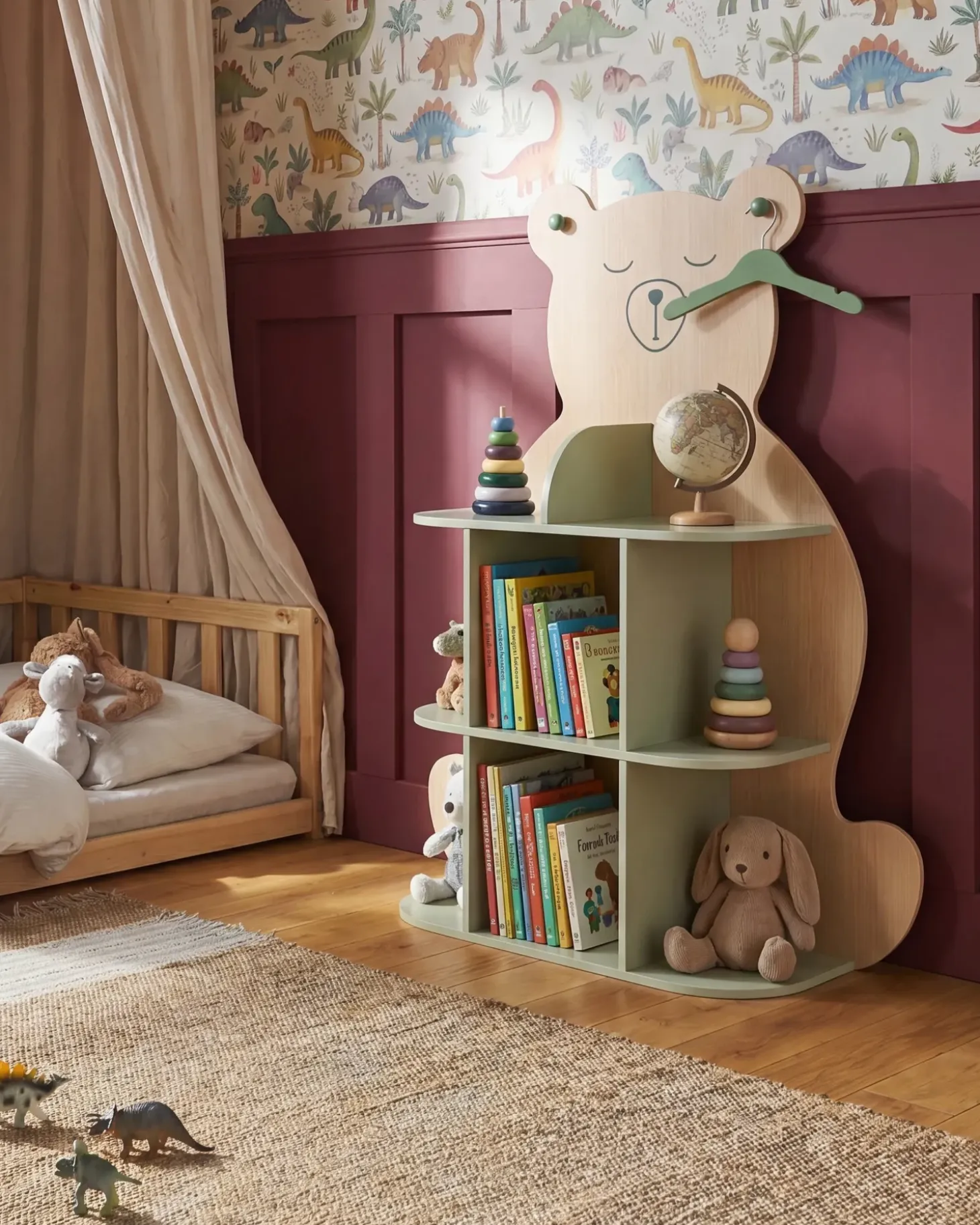 Online Regał na książki ELWOOD 108 cm Jasny brąz/ zielony Dzieci Biblioteczki I Regały|Wszystko Do Przechowywania W Kuchni