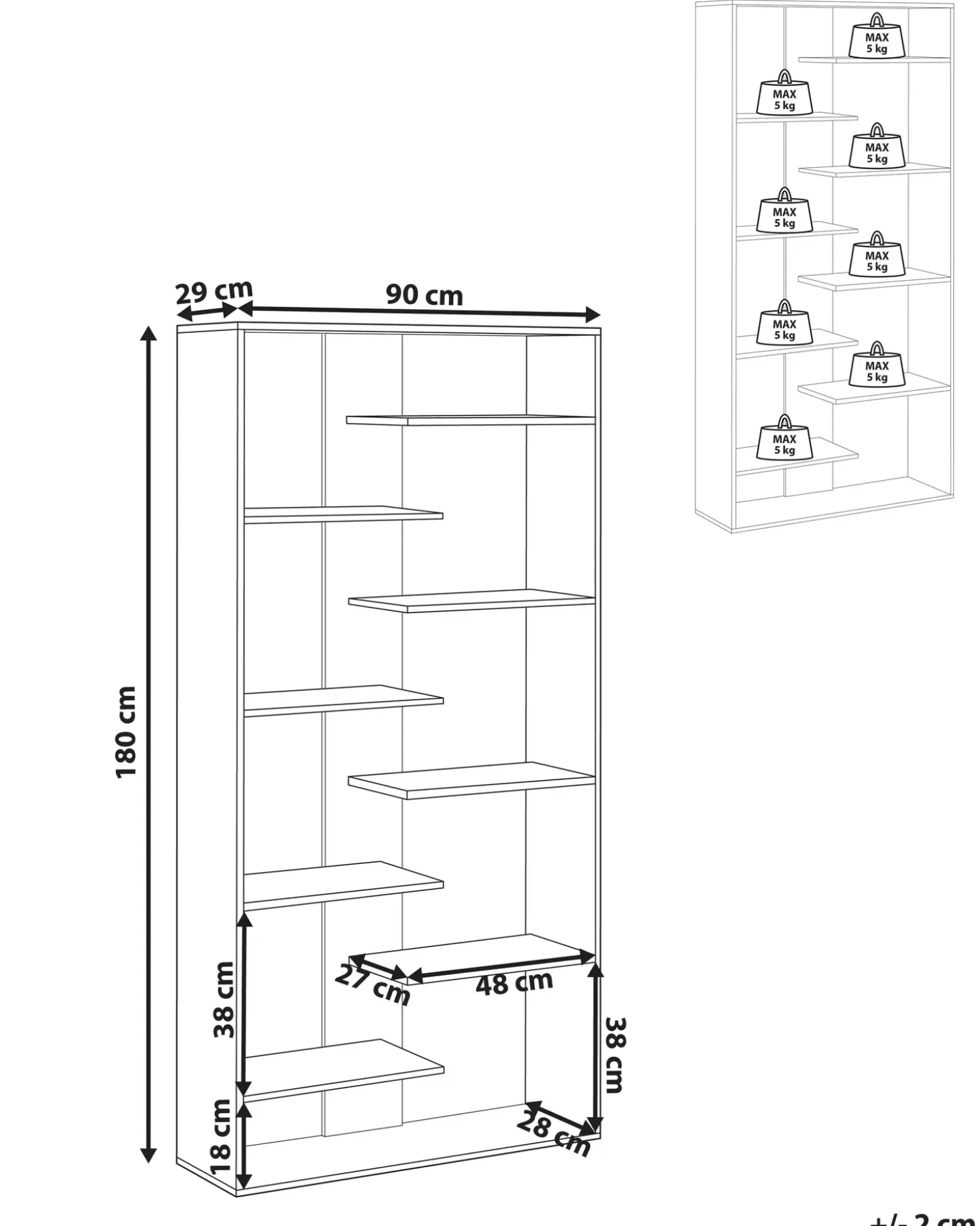 Sale Regał na książki 8 półek FONTAS 180 cm Jasno Biblioteczki I Regały|Wszystko Do Przechowywania