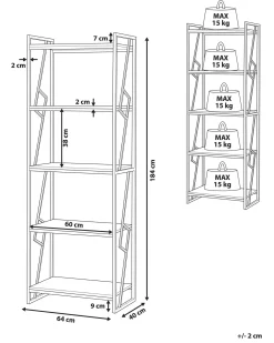 Best FORRES 184 cm Brązowy/ czarny Biblioteczki I Regały|Wszystko Do Przechowywania