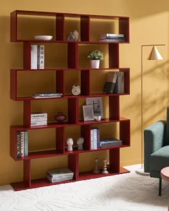 Online Regał na książki 6 półek VALDOSA 190 cm Burgundowy Biblioteczki I Regały|Wszystko Do Przechowywania