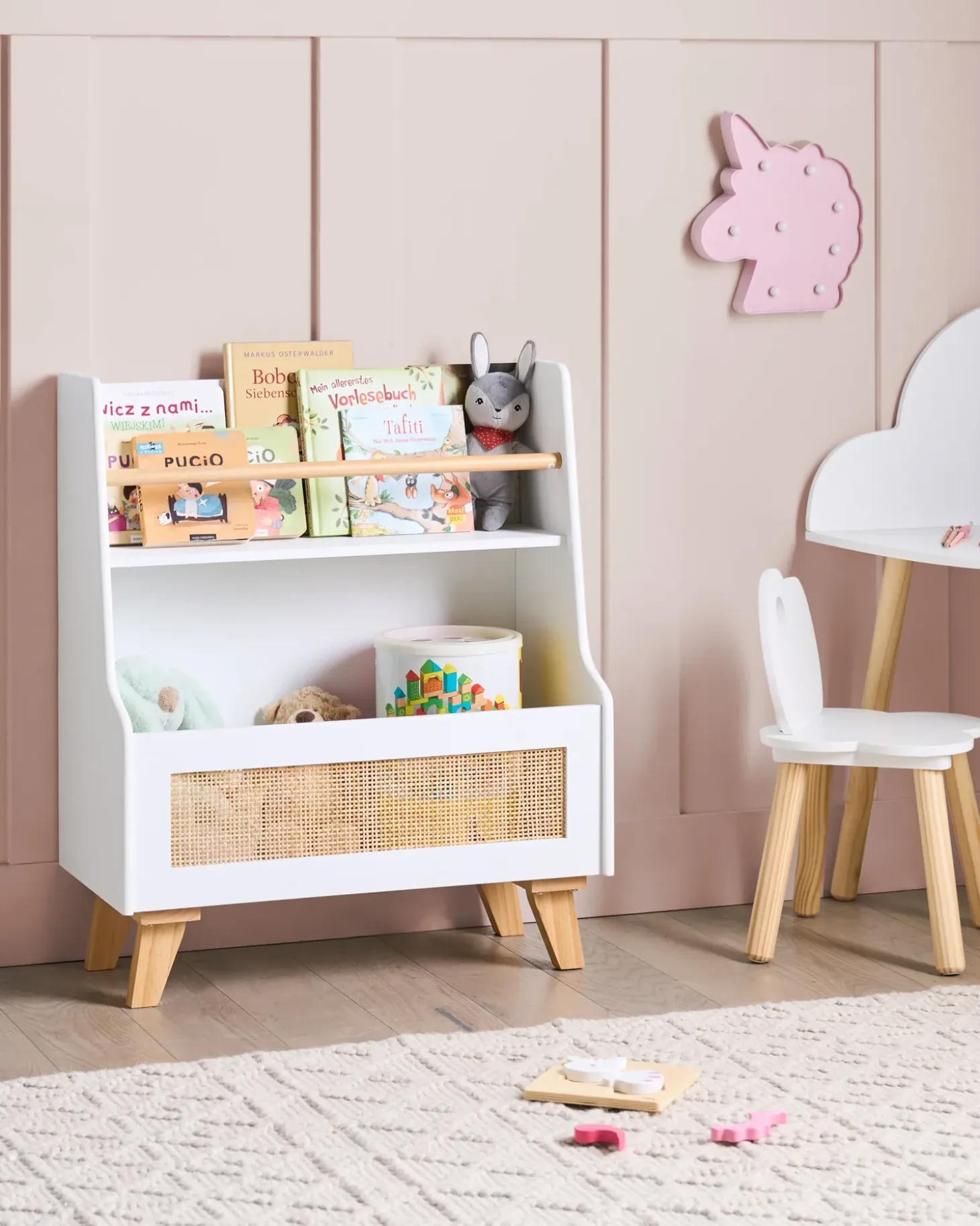 Outlet Regał na książki 2 półki JACKIT 72 cm Biały Dzieci Biblioteczki I Regały|Przechowywanie Dla Dzieci