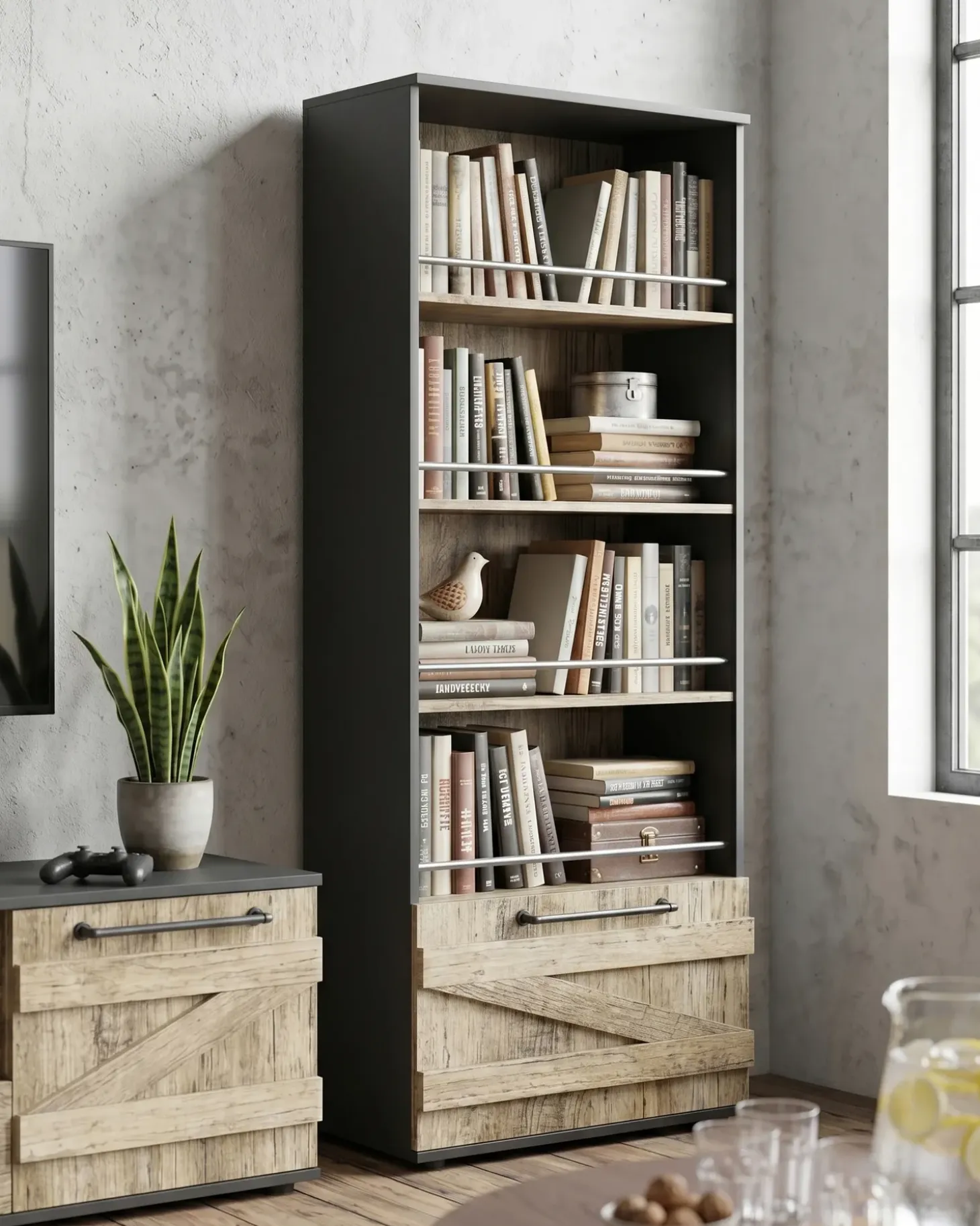 New SALTER 163 cm Brązowy/ czarny Biblioteczki I Regały|Wszystko Do Przechowywania