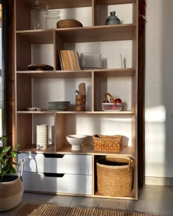 Outlet Regał na książki WADENA 185 cm Brązowy/ biały Biblioteczki I Regały|Wszystko Do Przechowywania W Kuchni