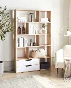 Outlet Regał na książki WADENA 185 cm Brązowy/ biały Biblioteczki I Regały|Wszystko Do Przechowywania W Kuchni