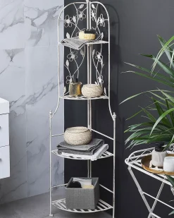 Regał narożny BIELLA Metal 158 cm 35 cm Biały