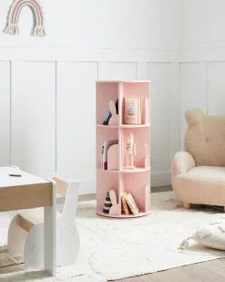 Outlet Regał obrotowy CANEY 94 cm Pastelowy róż Dzieci Biblioteczki I Regały|Przechowywanie Dla Dzieci