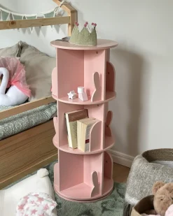 Outlet Regał obrotowy CANEY 94 cm Pastelowy róż Dzieci Biblioteczki I Regały|Przechowywanie Dla Dzieci