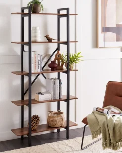 Outlet Regał 5 półek DARBY 180 cm Ciemnobrązowy Biblioteczki I Regały|Wszystko Do Przechowywania W Kuchni