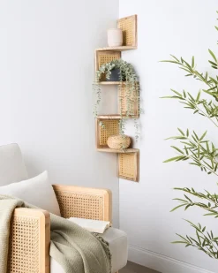 Regał 4 półki ALDER Drewno paulownia 101 cm Jasno Biblioteczki I Regały|Wszystko Do Przechowywania W Kuchni