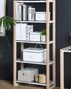 Best Regał 4 półki JENKS 152 cm Biały Biblioteczki I Regały|Wszystko Do Przechowywania W Kuchni
