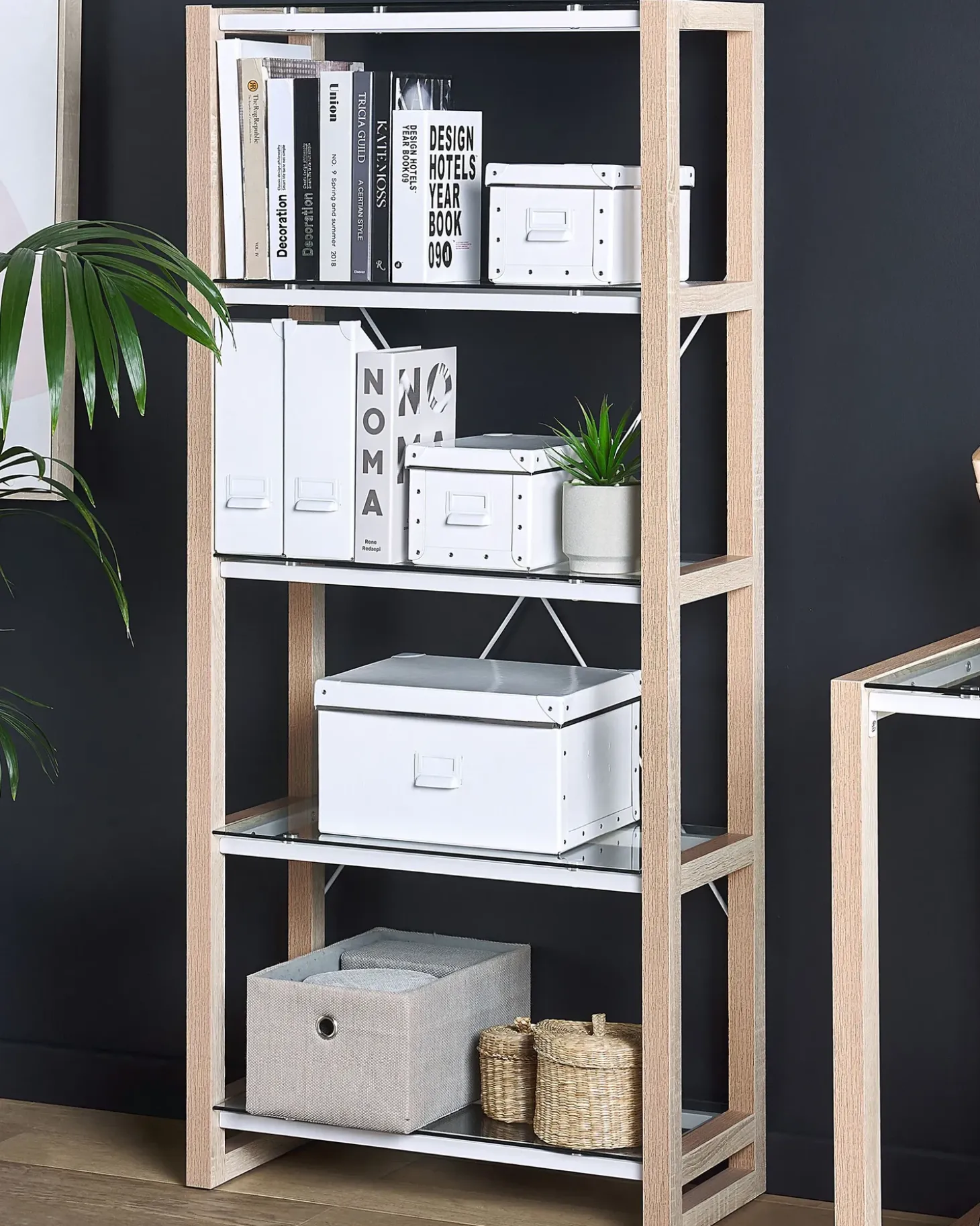 Best Regał 4 półki JENKS 152 cm Biały Biblioteczki I Regały|Wszystko Do Przechowywania W Kuchni
