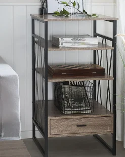 Clearance Regał 3 półki KEENE 101 cm Beżowoszary Biblioteczki I Regały|Wszystko Do Przechowywania W Kuchni