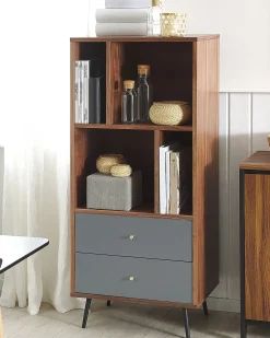 New Regał RICHMOND 139 cm Orzech ciemny Biblioteczki I Regały|Wszystko Do Przechowywania W Kuchni