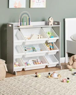 Discount Regał z 9 pojemnikami COLLIE 78 cm Szary Dzieci Przechowywanie Dla Dzieci|Wszystko Do Przechowywania