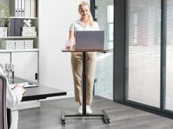 Sale Regulowany stolik pod laptopa ACADEMIA Ciemnobrązowy 65 cm 48 cm z kółkami Wszystkie Biurka|Biurka Z Regulacją Wysokości