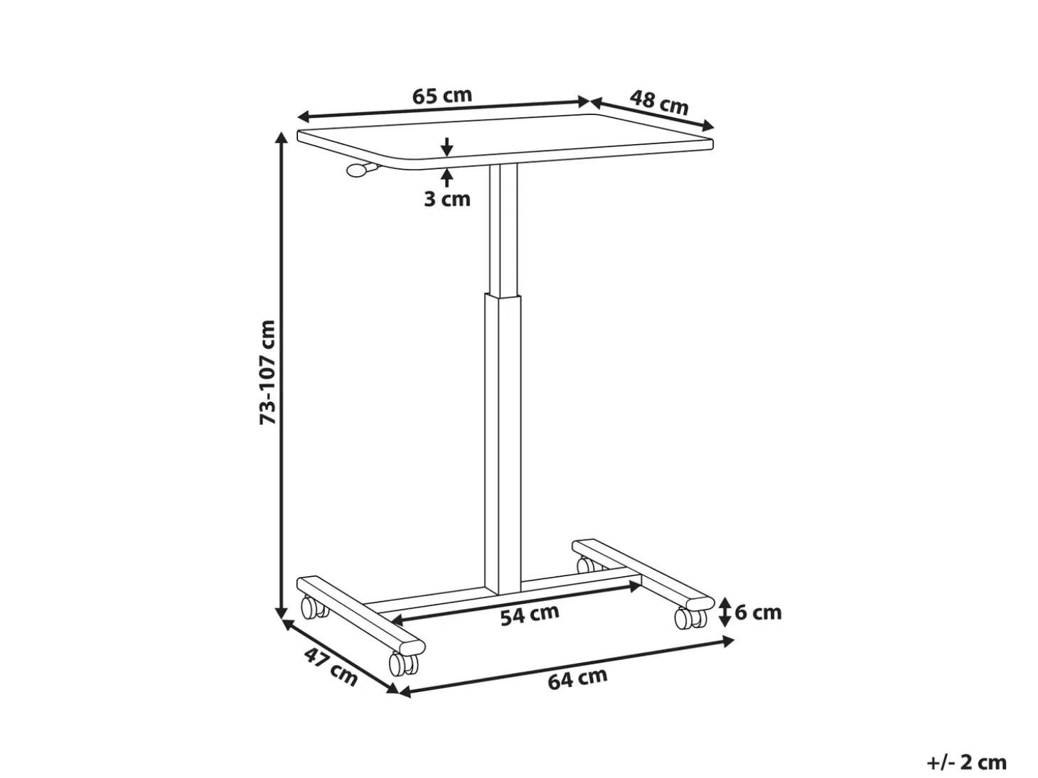 Sale Regulowany stolik pod laptopa ACADEMIA Ciemnobrązowy 65 cm 48 cm z kółkami Wszystkie Biurka|Biurka Z Regulacją Wysokości