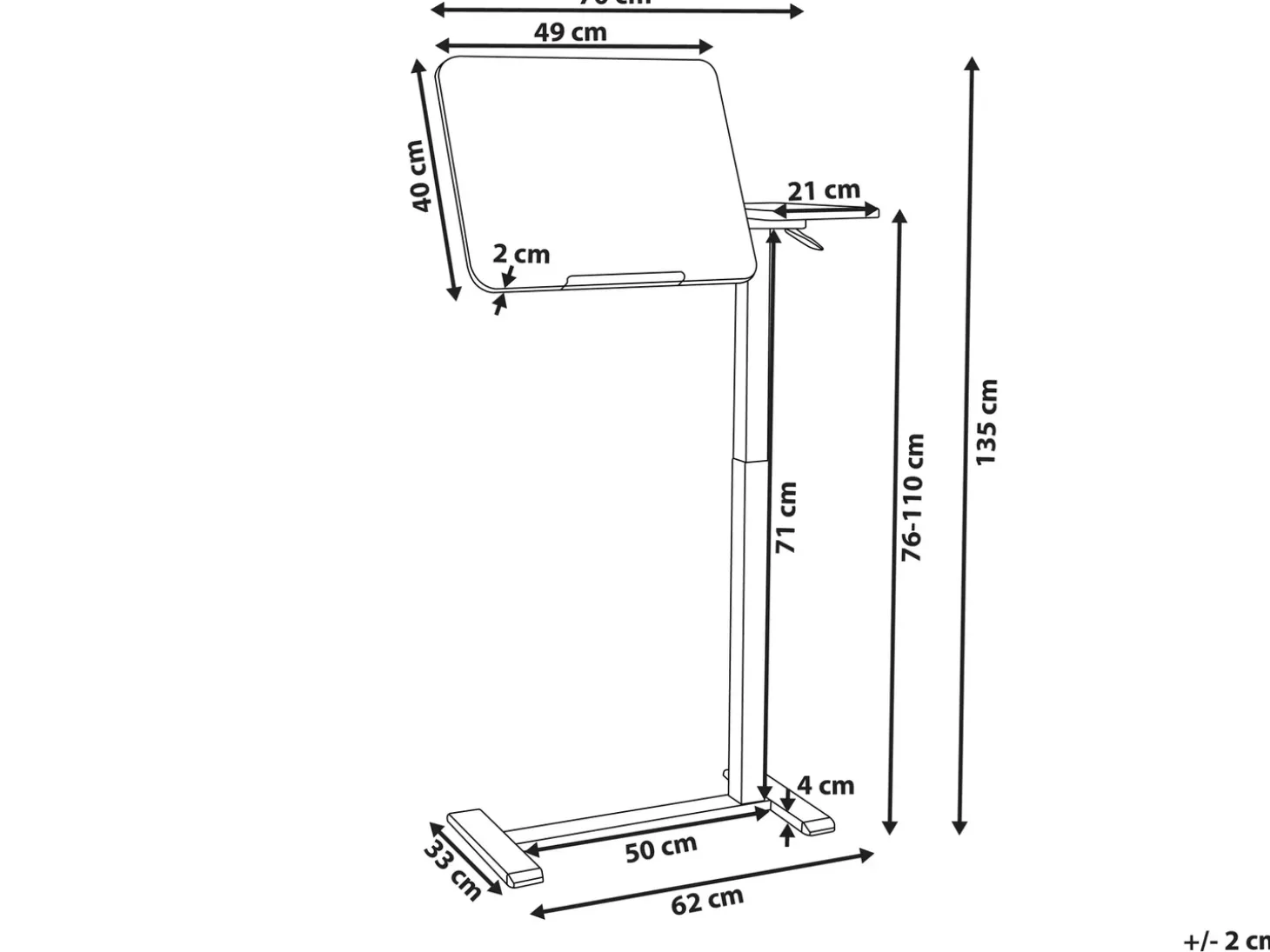 Outlet Regulowany stolik pod laptopa SCHOLA Jasny brąz/ biały 70 cm 40 cm Wszystkie Biurka|Biurka Z Regulacją Wysokości