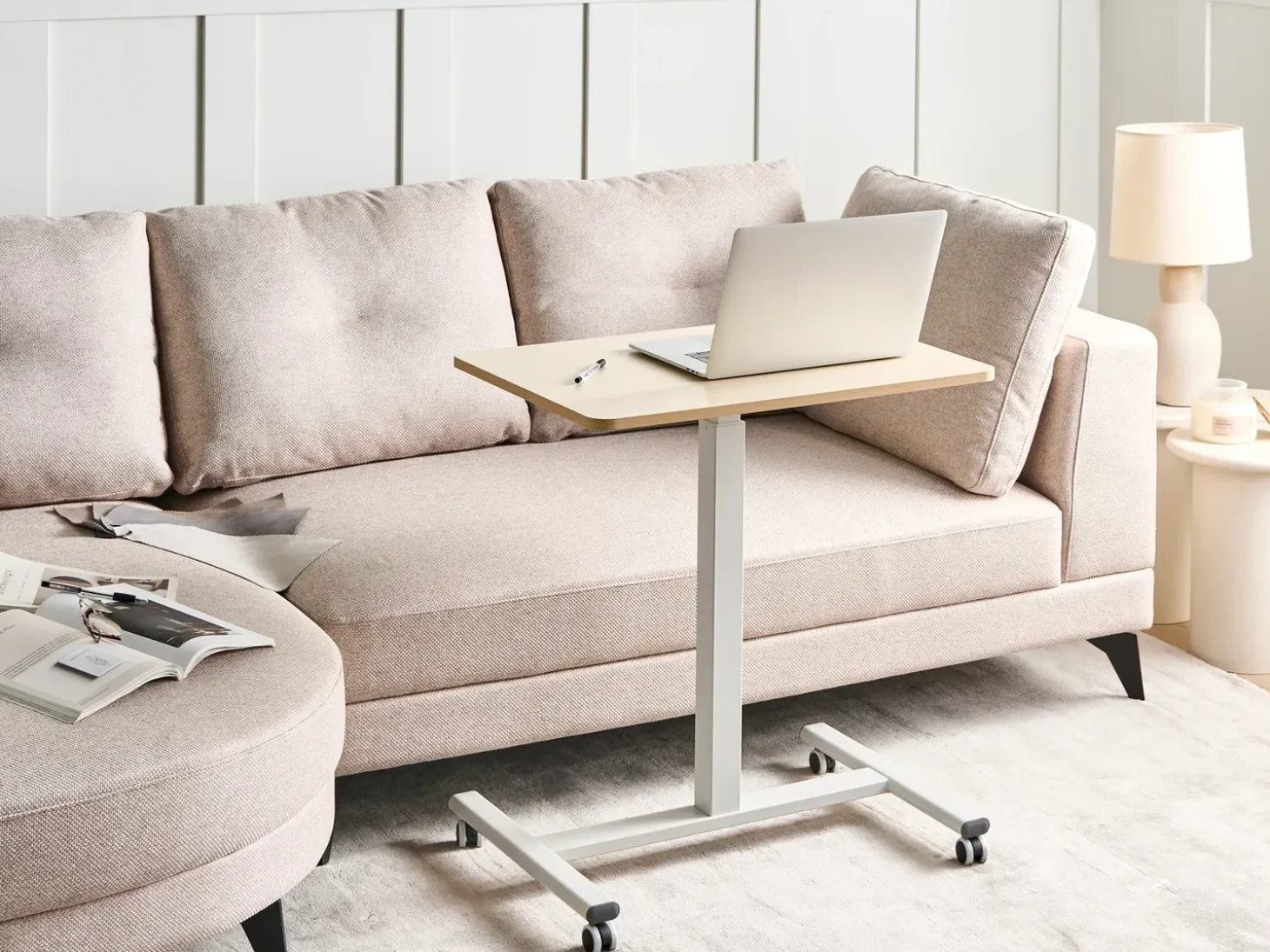 Discount Regulowany stolik pod laptopa ACADEMIA Jasny brąz/ biały 65 cm 48 cm Wszystkie Biurka|Biurka Z Regulacją Wysokości