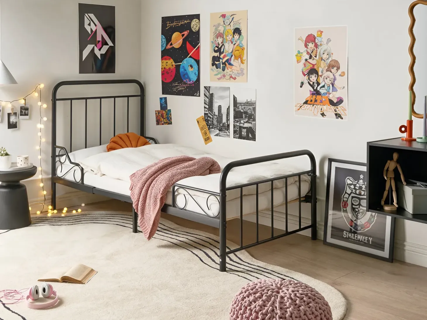 Discount Rozsuwane łóżko dziecięce Metal ANAIS 90 x 200 cm Dzieci Łóżka Metalowe|Wszystkie Meble I Akcesoria Dziecięce